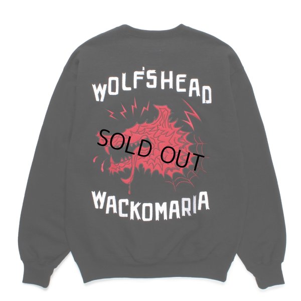 画像1: WACKO MARIA/WOLF'S HEAD / HEAVY WEIGHT SWEAT SHIRT（BLACK）［クルーネックスウェット-24秋冬］