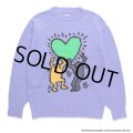 WACKO MARIA/KEITH HARING / JACQUARD KNIT SWEATER（PURPLE）［ジャガードセーター-24秋冬］