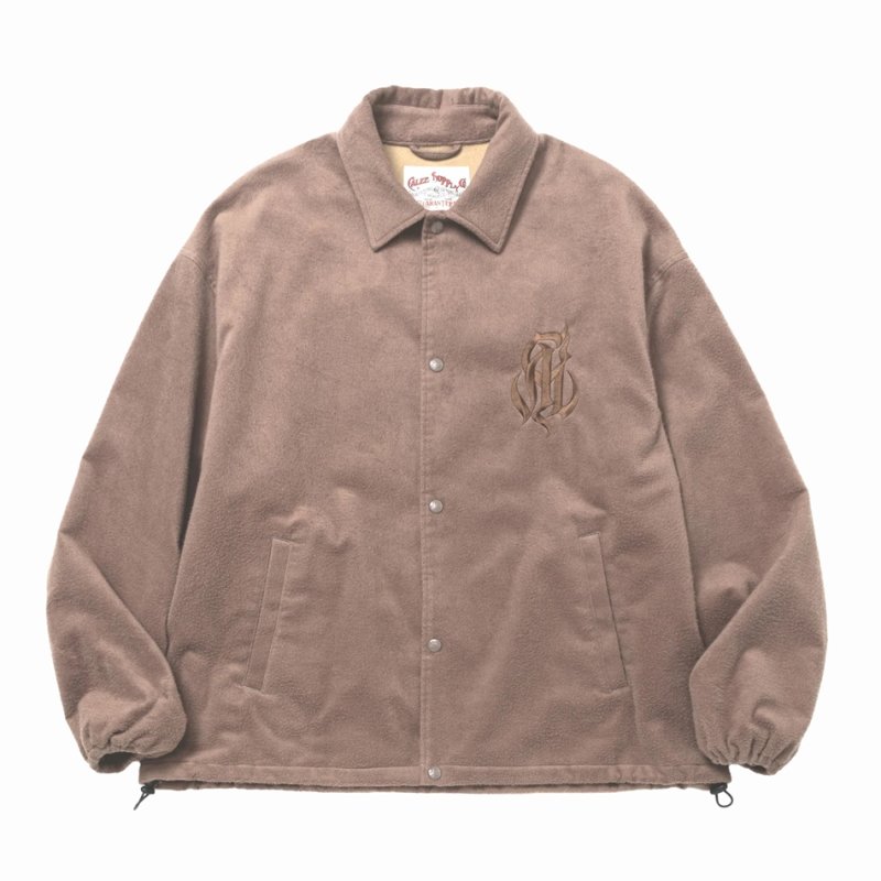 画像1: 【40%OFF】CALEE/C/S CAL NT LOGO OVER COACH JACKET（ASH BROWN）［コットンスウェードコーチJKT-24秋冬］