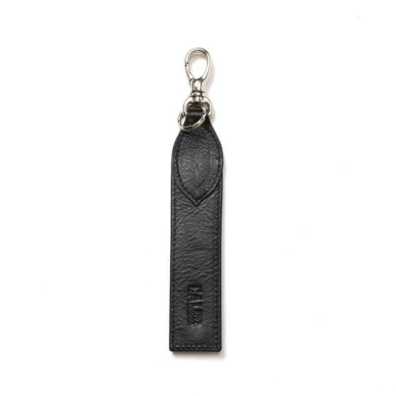 画像2: CALEE/STUDS LEATHER FLAT SHORT KEY RING（BLACK）［ショートキーリング-24秋冬］
