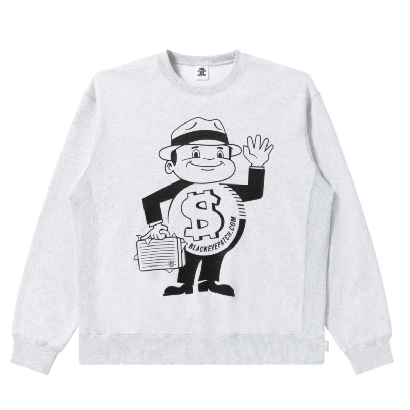 画像1: BlackEyePatch/DOLLARMAN CREW SWEAT(ASH)