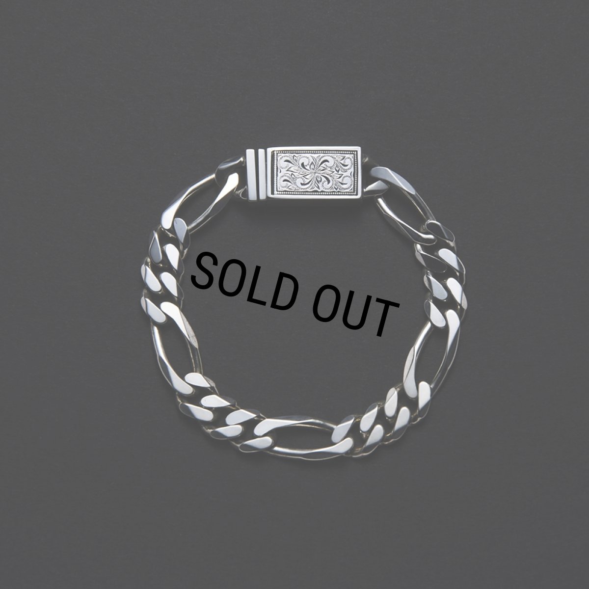 画像1: ANTIDOTE BUYERS CLUB/Engraved Box Clasp Figaro Bracelet（Silver） (1)