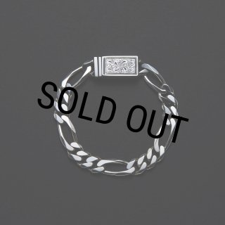 ANTIDOTE BUYERS CLUB/Engraved Box Clasp Figaro Bracelet（Silver
