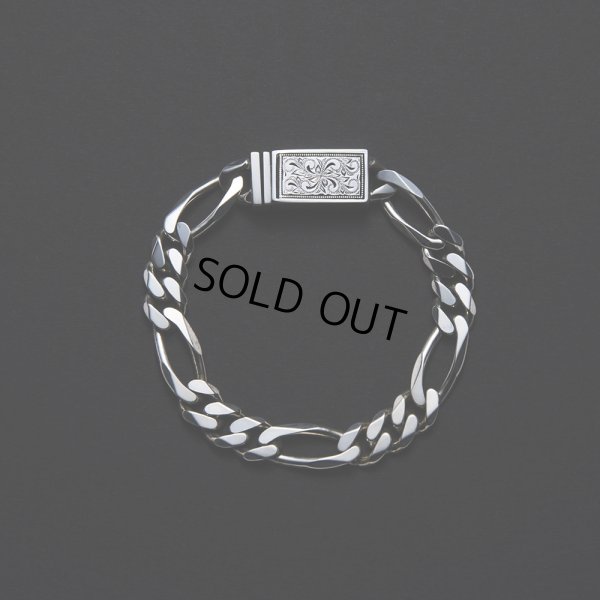 画像1: ANTIDOTE BUYERS CLUB/Engraved Box Clasp Figaro Bracelet（Silver）