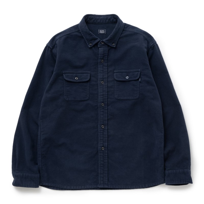 画像1: 【30%OFF】RATS/MOLESKIN B.D SHIRT（NAVY）［モールスキンB.Dシャツ-24秋冬］