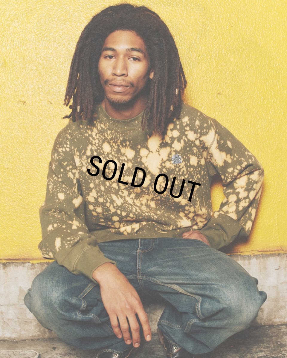 画像3: BlackEyePatch/SMALL OG ACID SPLATTERED CREW SWEAT（OLIVE） (3)