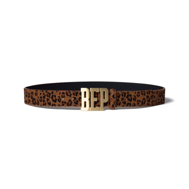 画像1: BlackEyePatch/LEOPARD PATTERNED LETTERS LEATHER BELT（MULTI）