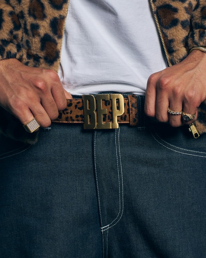 画像2: BlackEyePatch/LEOPARD PATTERNED LETTERS LEATHER BELT（MULTI）