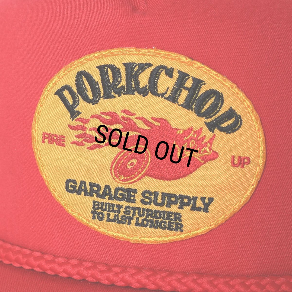 画像3: PORKCHOP/FIRE UP WAPPEN CAP（RED）［ワッペンキャップ-24秋冬］ (3)
