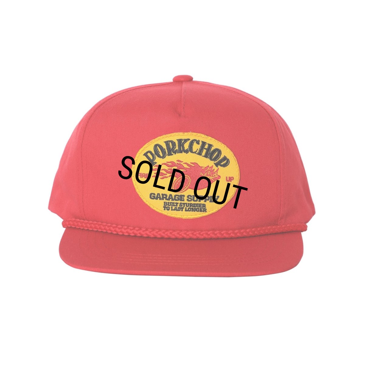 画像1: PORKCHOP/FIRE UP WAPPEN CAP（RED）［ワッペンキャップ-24秋冬］ (1)