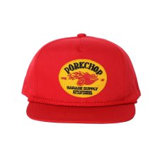 画像1: PORKCHOP/FIRE UP WAPPEN CAP（RED）［ワッペンキャップ-24秋冬］ (1)