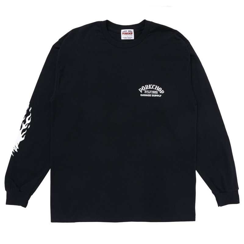 画像1: PORKCHOP/FIRE UP L/S TEE（BLACK）［プリント長袖T-24秋冬］