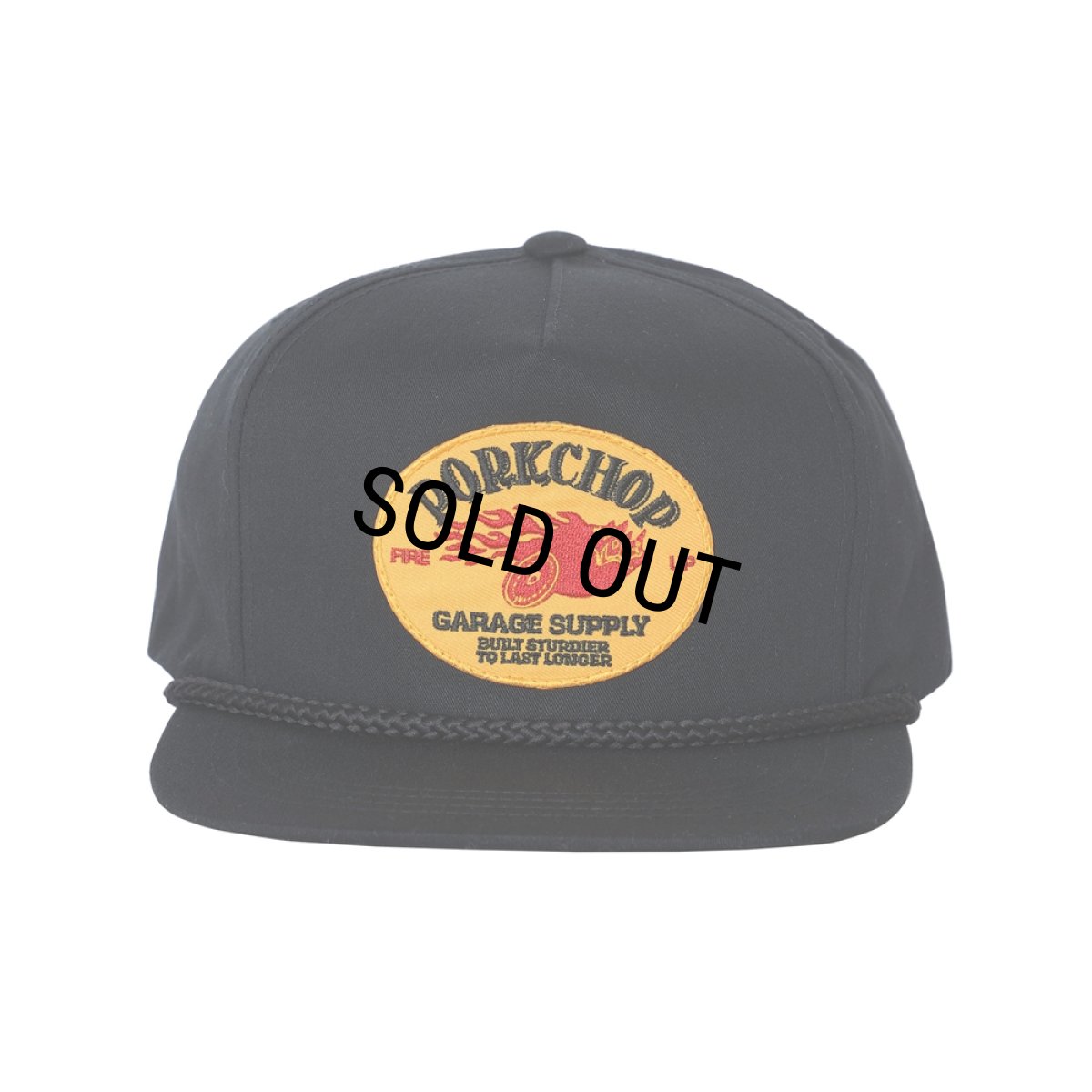 画像1: PORKCHOP/FIRE UP WAPPEN CAP（BLACK）［ワッペンキャップ-24秋冬］ (1)