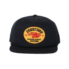 画像1: PORKCHOP/FIRE UP WAPPEN CAP（BLACK）［ワッペンキャップ-24秋冬］ (1)