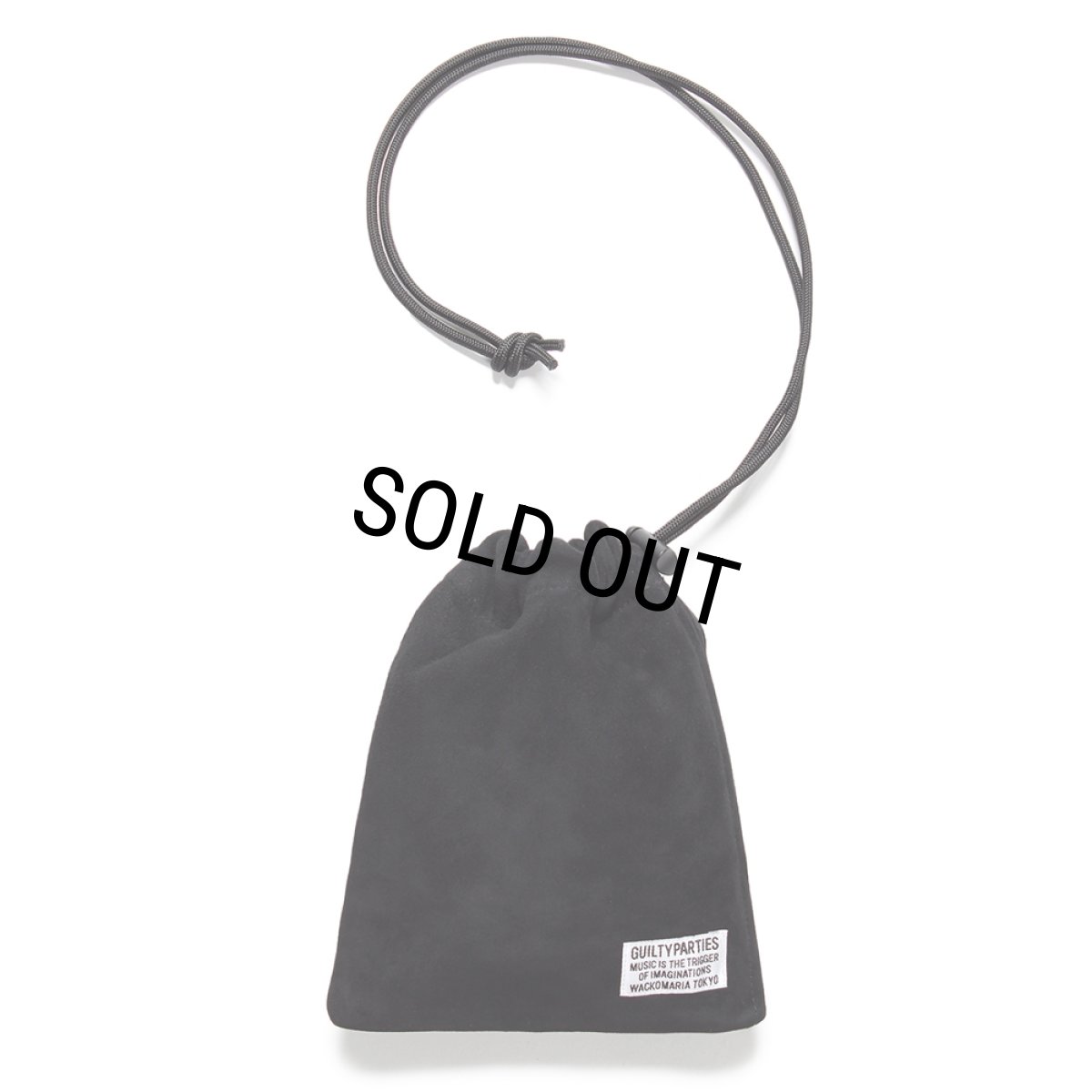 画像1: WACKO MARIA/SUEDE LEATHER DRAWSTRING BAG（BLACK）［スウェードレザードローストリングバッグ-25春夏］ (1)
