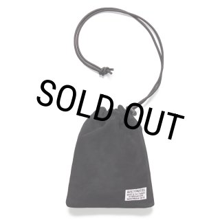 WACKO MARIA/SUEDE LEATHER DRAWSTRING BAG（BLACK）［スウェード