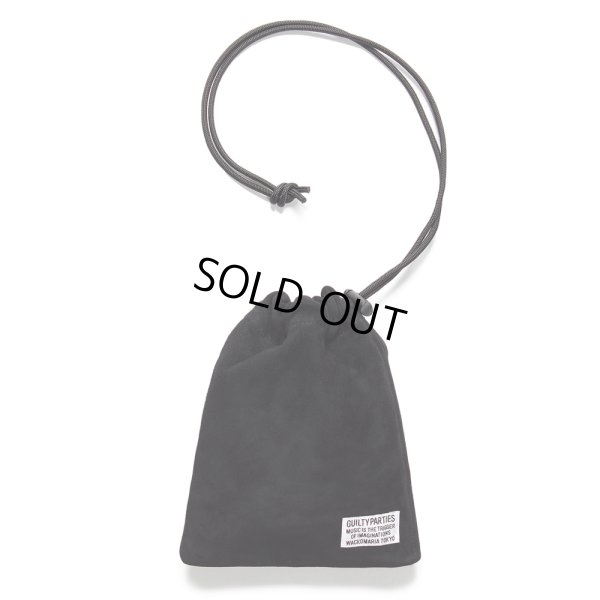 画像1: WACKO MARIA/SUEDE LEATHER DRAWSTRING BAG（BLACK）［スウェードレザードローストリングバッグ-25春夏］