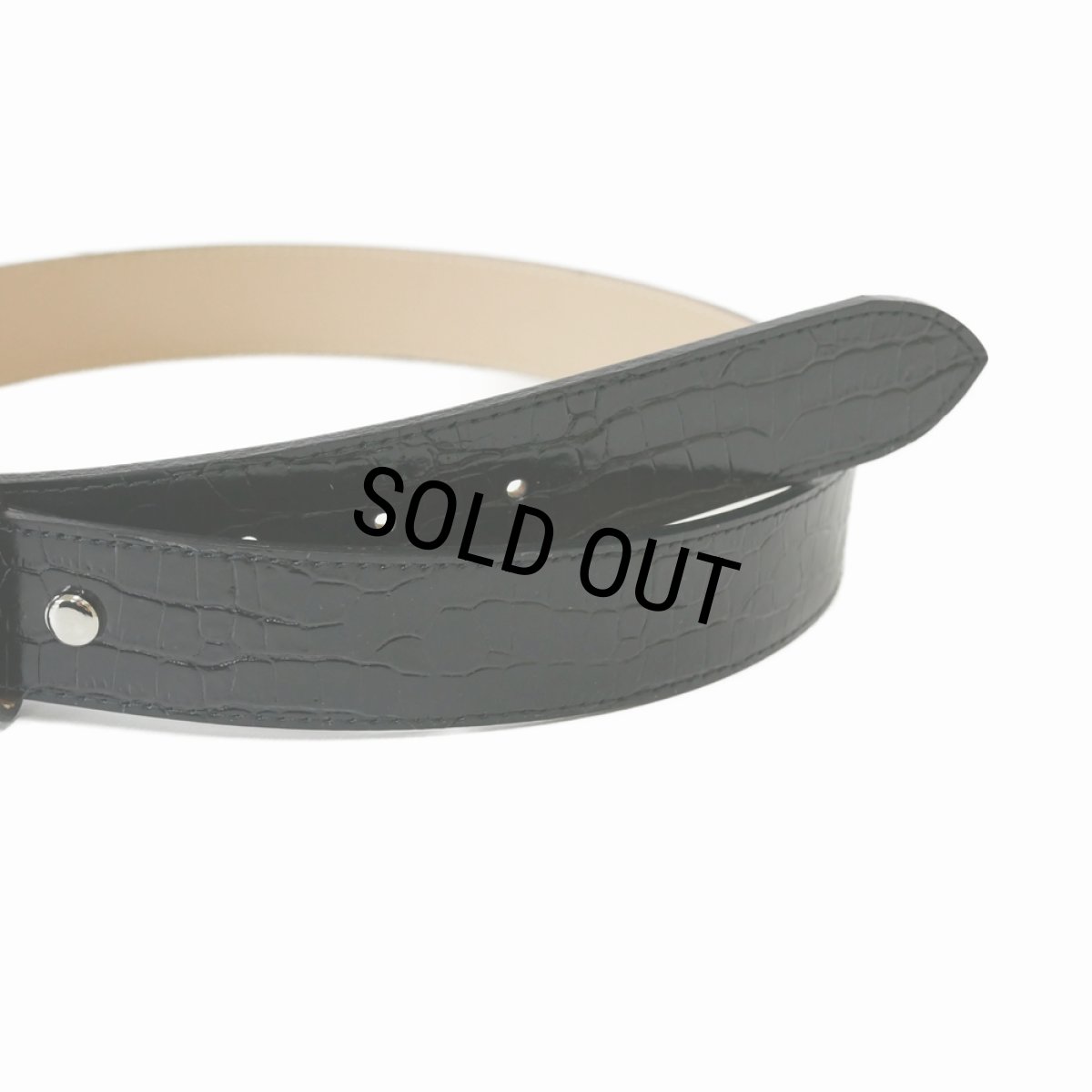 画像3: WACKO MARIA/CROCODILE EMBOSSED LEATHER BELT（BLACK）［レザーベルト-25春夏］ (3)