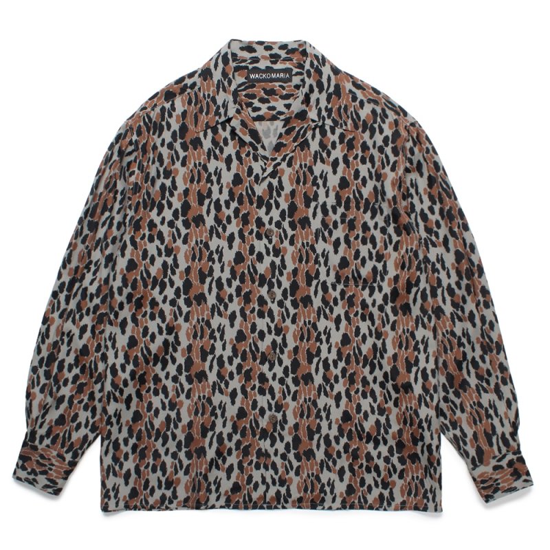 画像1: WACKO MARIA/LEOPARD HAWAIIAN SHIRT（GRAY）［レオパードハワイアンシャツ-25春夏］