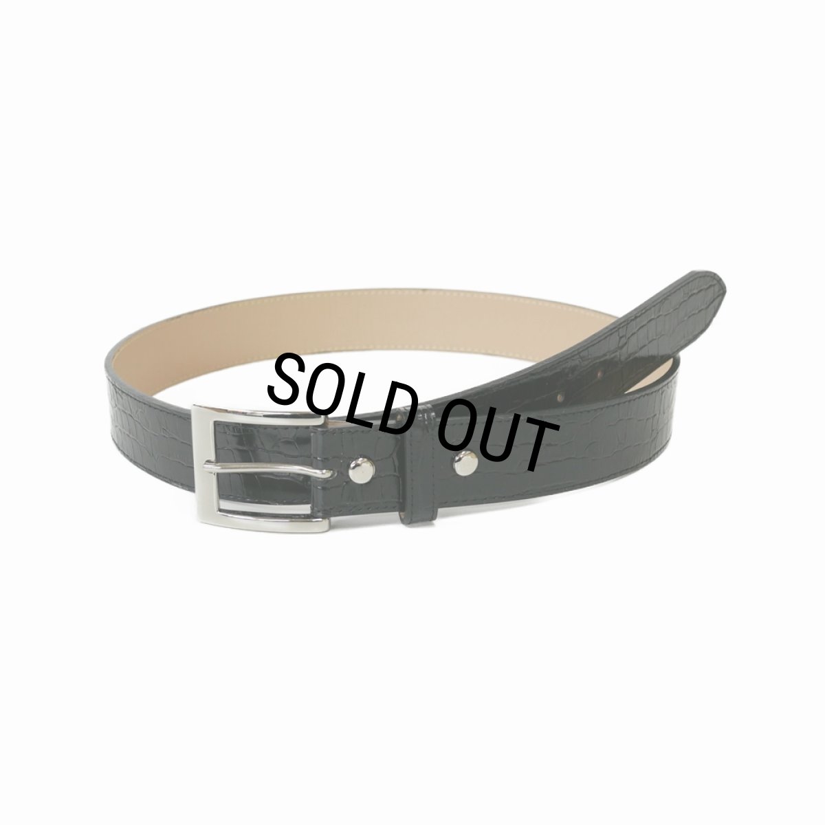 画像1: WACKO MARIA/CROCODILE EMBOSSED LEATHER BELT（BLACK）［レザーベルト-25春夏］ (1)