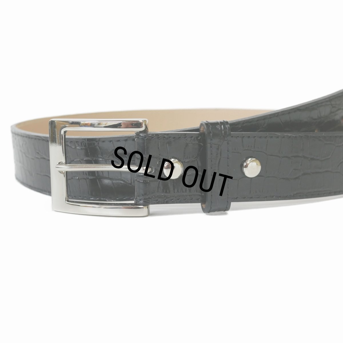 画像2: WACKO MARIA/CROCODILE EMBOSSED LEATHER BELT（BLACK）［レザーベルト-25春夏］ (2)