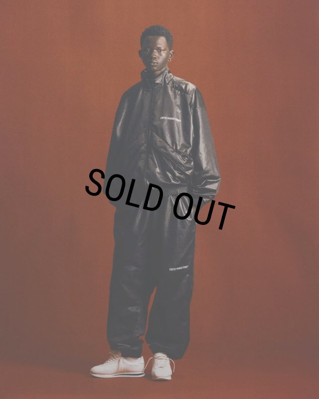 COOTIE PRODUCTIONS/Damp Coated Satin Track Jacket（Black