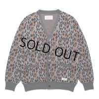 WACKO MARIA/LEOPARD JACQUARD KNIT CARDIGAN（GRAY）［レオパードコットンニットカーディガン-25春夏］