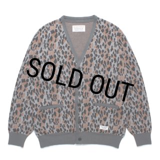 WACKO MARIA/LEOPARD JACQUARD KNIT CARDIGAN（GRAY