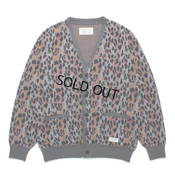 画像1: WACKO MARIA/LEOPARD JACQUARD KNIT CARDIGAN（GRAY）［レオパードコットンニットカーディガン-25春夏］