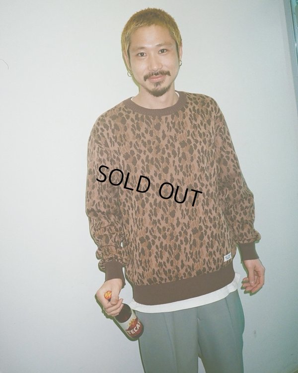 画像2: WACKO MARIA/LEOPARD JACQUARD KNIT SWEATER（GRAY）［レオパードコットンニットセーター-25春夏］