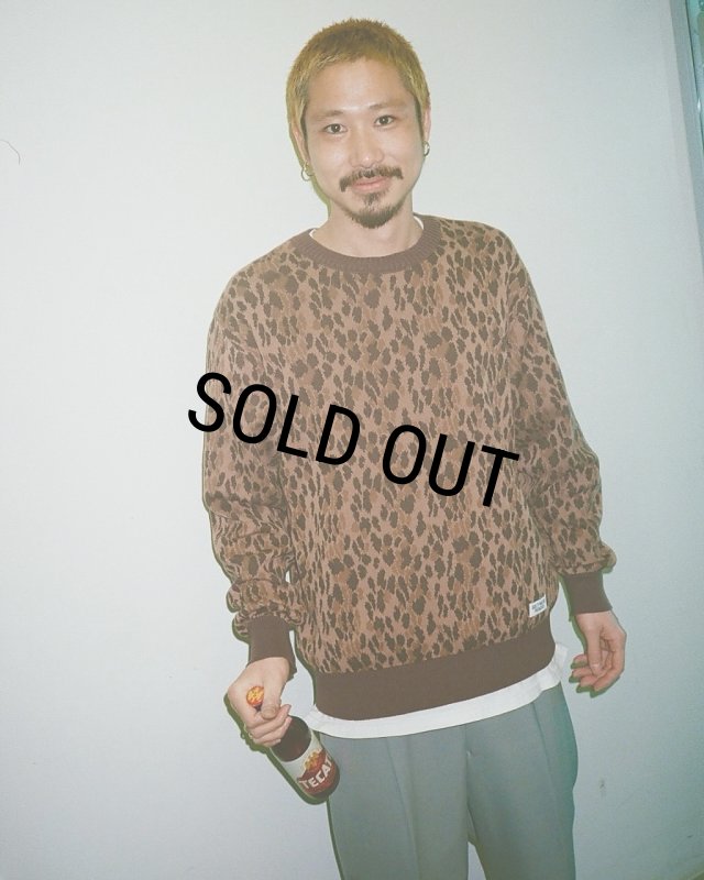 かず29Schott シャギーニット レオパード　WACKO MARIA WACKO MARIA/LEOPARD JACQUARD KNIT SWEATER（GRAY