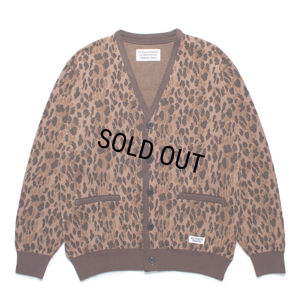 画像1: WACKO MARIA/LEOPARD JACQUARD KNIT CARDIGAN（BROWN）［レオパードコットンニットカーディガン-25春夏］ (1)