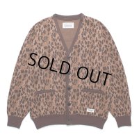 WACKO MARIA/LEOPARD JACQUARD KNIT CARDIGAN（BROWN）［レオパードコットンニットカーディガン-25春夏］