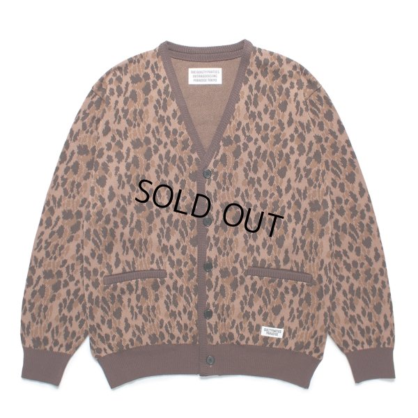 画像1: WACKO MARIA/LEOPARD JACQUARD KNIT CARDIGAN（BROWN）［レオパードコットンニットカーディガン-25春夏］
