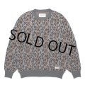 WACKO MARIA/LEOPARD JACQUARD KNIT SWEATER（GRAY）［レオパードコットンニットセーター-25春夏］