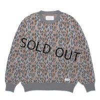 WACKO MARIA/LEOPARD JACQUARD KNIT SWEATER（GRAY）［レオパードコットンニットセーター-25春夏］