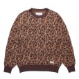 画像1: WACKO MARIA/LEOPARD JACQUARD KNIT SWEATER（BROWN）［レオパードコットンニットセーター-25春夏］ (1)