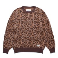WACKO MARIA/LEOPARD JACQUARD KNIT SWEATER（BROWN）［レオパードコットンニットセーター-25春夏］