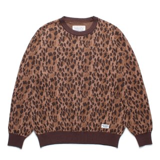 WACKO MARIA/LEOPARD JACQUARD KNIT SWEATER（BROWN