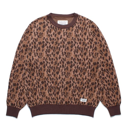 他の写真1: WACKO MARIA/LEOPARD JACQUARD KNIT SWEATER（BROWN）［レオパードコットンニットセーター-25春夏］