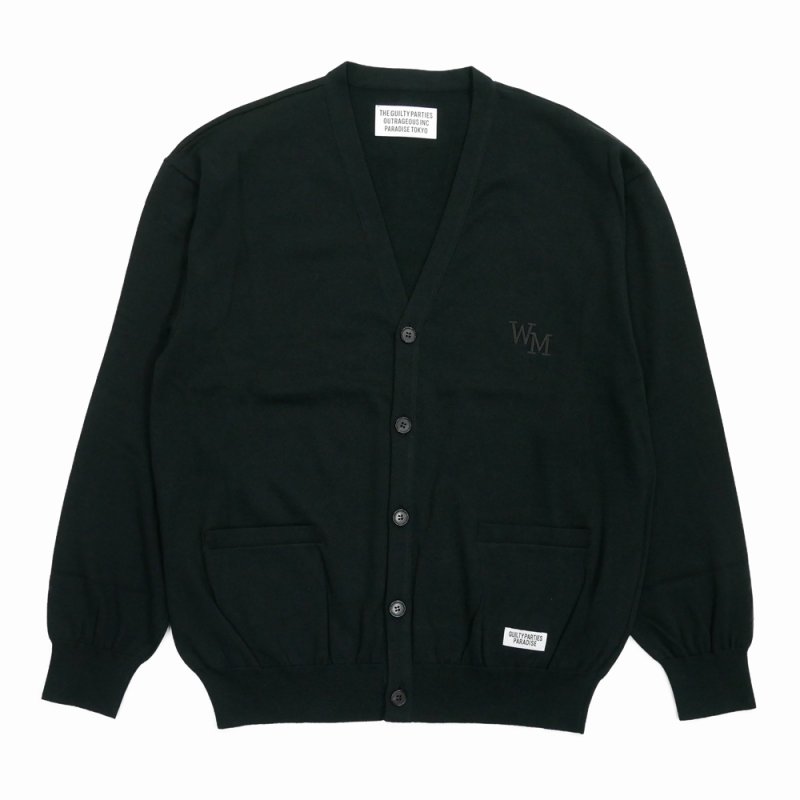 画像1: WACKO MARIA/COTTON KNIT CARDIGAN（BLACK）［コットンニットカーディガン-25春夏］