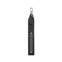 CALEE/STUDS LEATHER FLAT LONG KEY RING（BLACK）［ロングキーリング-24秋冬］