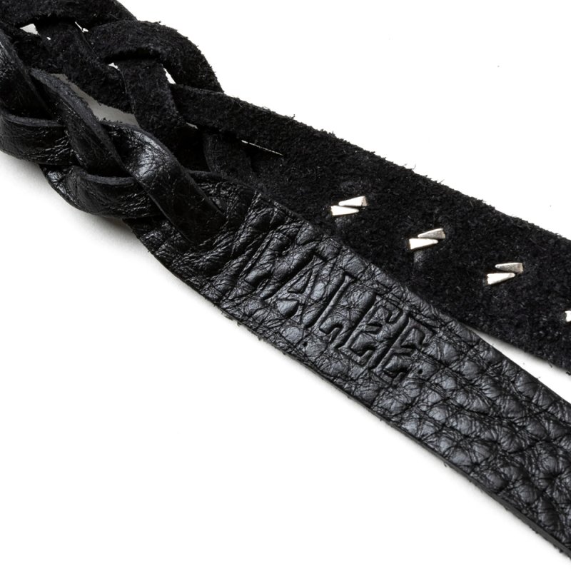 画像2: CALEE/STUDS & KNITTING LEATHER LONG KEY RING＜TYPE A＞（BLACK/SILVER）［レザーロングキーリング-25春夏］
