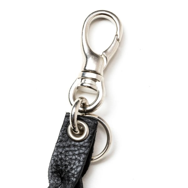 画像2: CALEE/STUDS & KNITTING LEATHER SHORT KEY RING＜TYPE A＞（BLACK/SILVER）［レザーショートキーリング-25春夏］