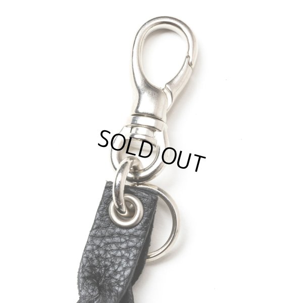画像2: CALEE/STUDS & KNITTING LEATHER SHORT KEY RING＜TYPE A＞（BLACK/SILVER）［レザーショートキーリング-25春夏］