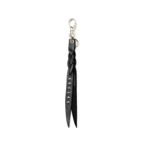 他の写真1: CALEE/STUDS & KNITTING LEATHER SHORT KEY RING＜TYPE A＞（BLACK/SILVER）［レザーショートキーリング-25春夏］