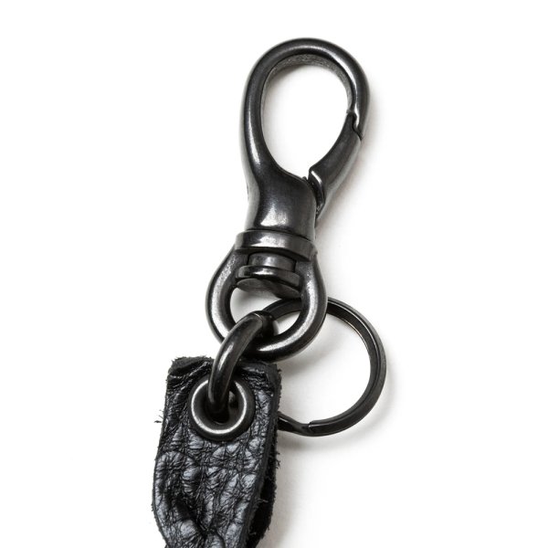 画像2: CALEE/STUDS & KNITTING LEATHER LONG KEY RING＜TYPE A＞（BLACK/BLACK）［レザーロングキーリング-25春夏］