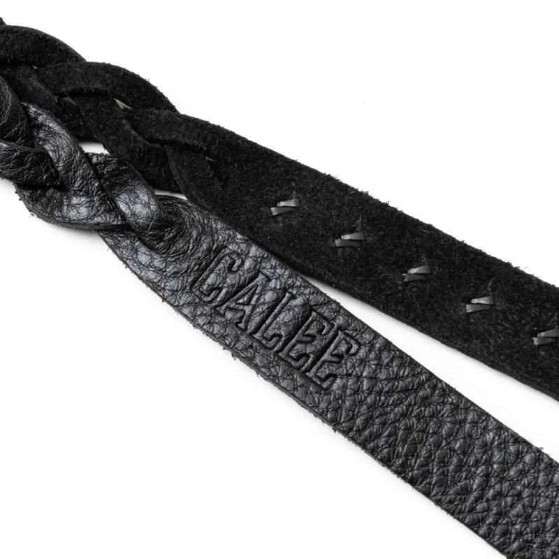 画像2: CALEE/STUDS & KNITTING LEATHER LONG KEY RING＜TYPE A＞（BLACK/BLACK）［レザーロングキーリング-25春夏］