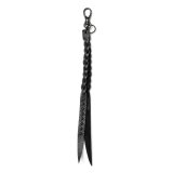 CALEE/STUDS & KNITTING LEATHER LONG KEY RING＜TYPE A＞（BLACK/BLACK）［レザーロングキーリング-25春夏］