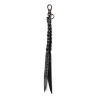 CALEE/STUDS & KNITTING LEATHER LONG KEY RING＜TYPE A＞（BLACK/BLACK）［レザーロングキーリング-25春夏］